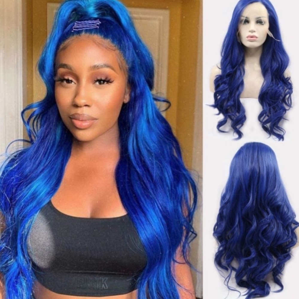 22” Dark Blue Body Wavy Lace Front Wig NEW